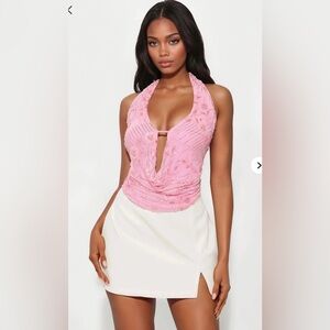Sequin Pink Halter Top NWT!